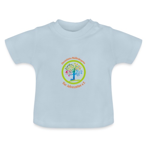 Waki Logo cmyk mitSchrift - Baby Bio-T-Shirt mit Rundhals