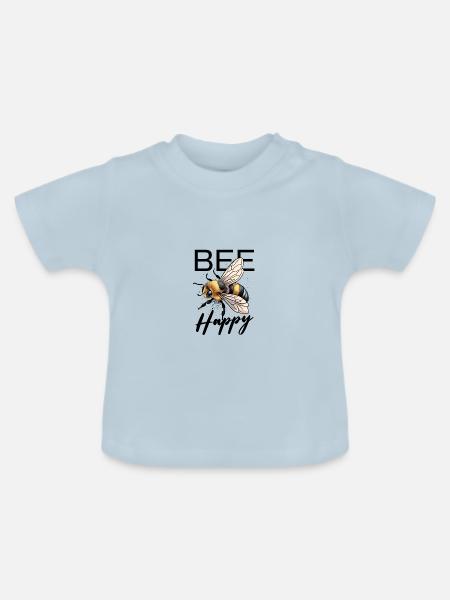 Bee Happy - Baby Bio-T-Shirt mit Rundhals - Hellblau