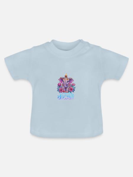 Happy Diwali - Baby Bio-T-Shirt mit Rundhals - Hellblau