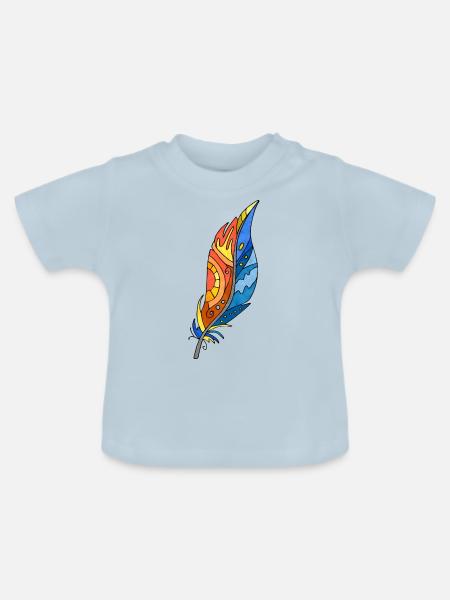 Feder - Baby Bio-T-Shirt mit Rundhals - Hellblau