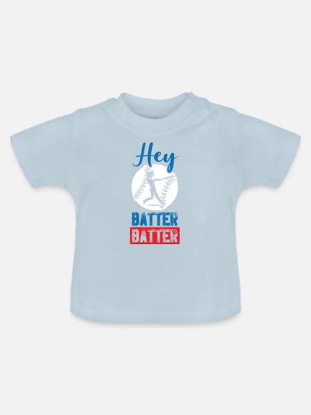 batter baseball - Baby Bio-T-Shirt mit Rundhals - Hellblau