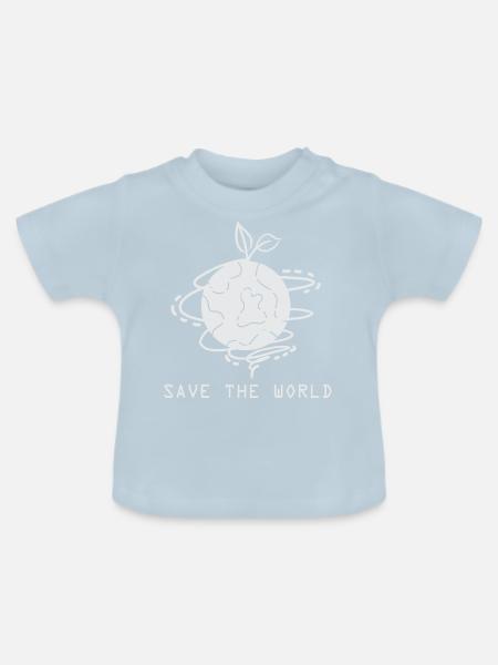 Save the World - Baby Bio-T-Shirt mit Rundhals - Hellblau