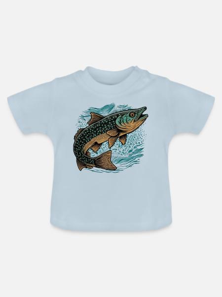 Fisch Kunstwerk - Baby Bio-T-Shirt mit Rundhals - Hellblau