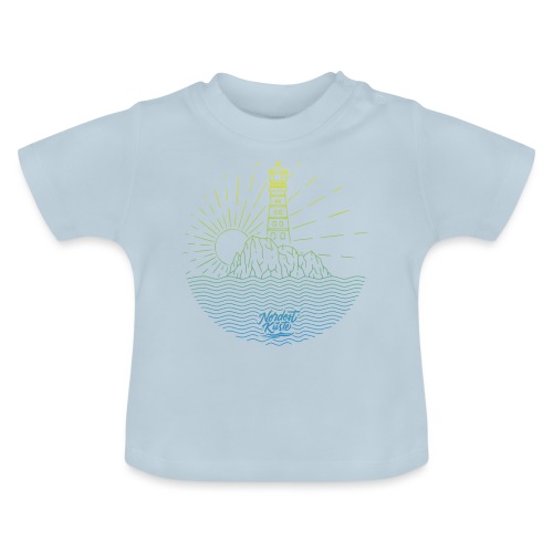 Leuchtturm mit Sonne am Meer - Baby Bio-T-Shirt mit Rundhals