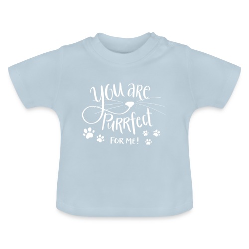 Purrfect Print White - Ekologisk T-shirt med rund hals baby