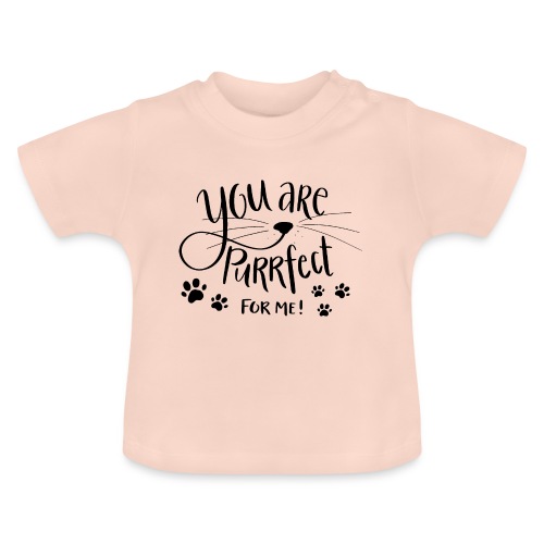 Purrfect Print Black - Ekologisk T-shirt med rund hals baby