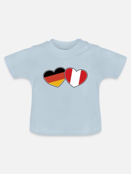 Deutsch Peruanische Freundschaft - Geschenk - Baby Bio-T-Shirt mit Rundhals - Hellblau