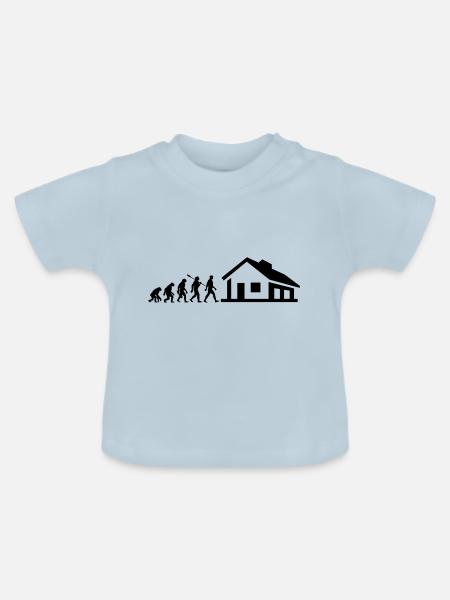 Evolution - Bauherr - Haus - bauen - EFH - Baby Bio-T-Shirt mit Rundhals - Hellblau