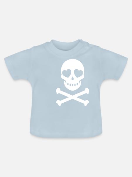 Herzaugenschädel - Baby Bio-T-Shirt mit Rundhals - Hellblau