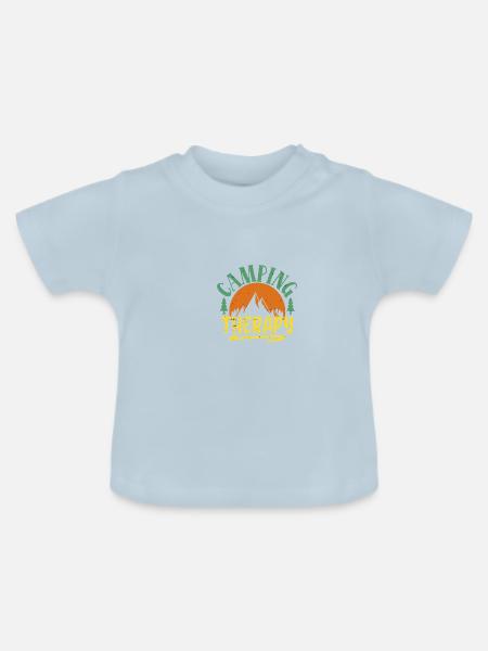 Camping-Therapie - Baby Bio-T-Shirt mit Rundhals - Hellblau