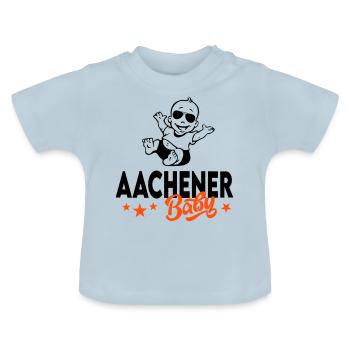Baby Stadt Städte geboren in Aachen - Baby Bio-T-Shirt mit Rundhals - Hellblau - Vorne