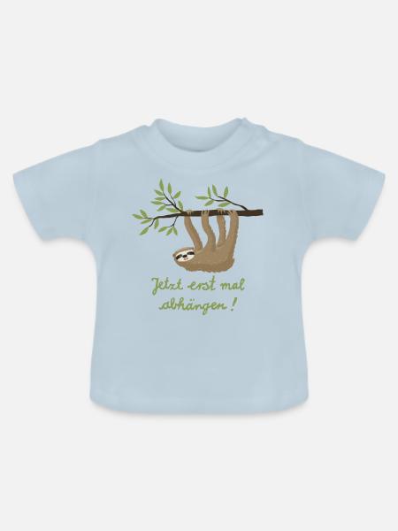 Faultier abhängen 2 - Baby Bio-T-Shirt mit Rundhals - Hellblau