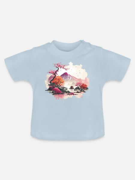 Holzschnitt - Baby Bio-T-Shirt mit Rundhals - Hellblau