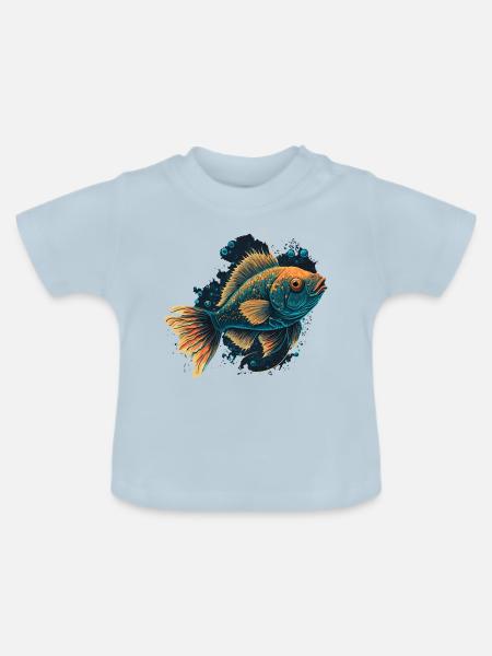 Fisch im Meer - Baby Bio-T-Shirt mit Rundhals - Hellblau