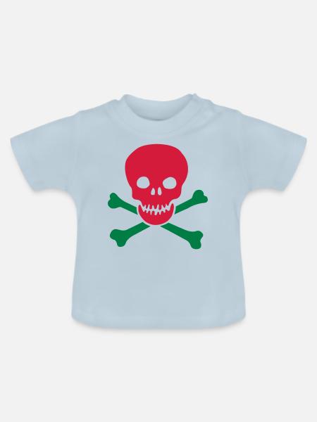 Totenkopf - skull and crossbones - Baby Bio-T-Shirt mit Rundhals - Hellblau