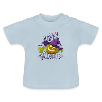 Happy Halloween pompoen heks hoed herfst - Baby biologisch T-shirt met ronde hals - lichtblauw - Voor