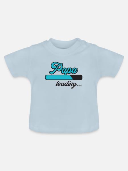 Papa loading - Baby Bio-T-Shirt mit Rundhals - Hellblau
