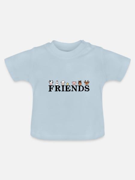 Friends Animals -Tier Freunde - Vegan - Baby Bio-T-Shirt mit Rundhals - Hellblau