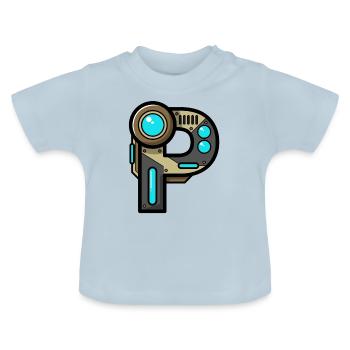 Buchstabe P Geschenk Name Roboter Technik nerd - Baby Bio-T-Shirt mit Rundhals - Hellblau - Vorne