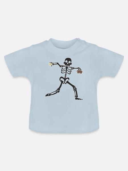 Baseball Pitcher Skelett - Baby Bio-T-Shirt mit Rundhals - Hellblau