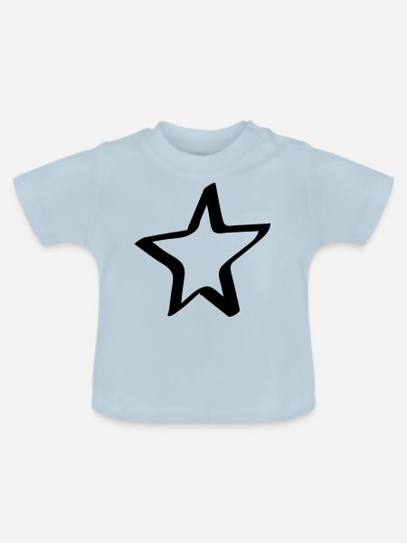 Comic Stern/Sterne - gemalt, gezeichnet, Comicstil - Baby Bio-T-Shirt mit Rundhals - Hellblau