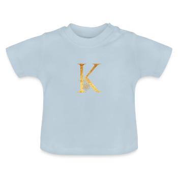 Lettre initiale K - T-shirt bio col rond Bébé - bleu clair - Devant