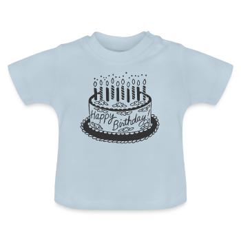 Happy Birthday Torte - Baby Bio-T-Shirt mit Rundhals - Hellblau - Vorne