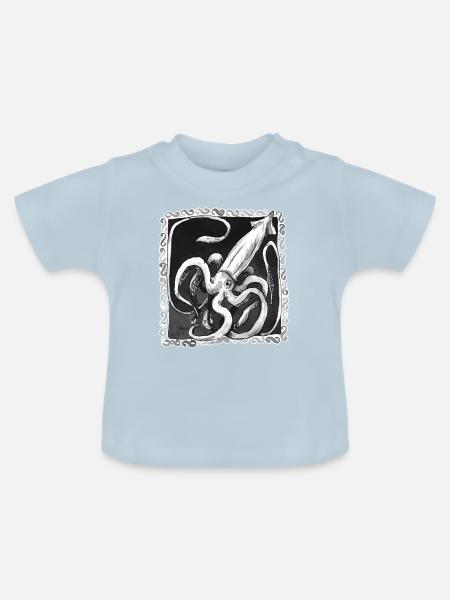 Tintenfisch Riesen Krake Geschenk Inktober Lustig - Baby Bio-T-Shirt mit Rundhals - Hellblau