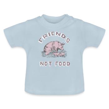 Friends not Food - Baby Organic T-Shirt with Round Neck - light blue - Front