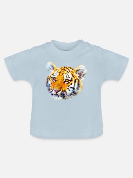 Tiger großkatze tier - Baby Bio-T-Shirt mit Rundhals - Hellblau