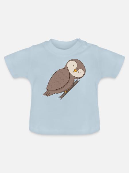 Eule Uhu - Baby Bio-T-Shirt mit Rundhals - Hellblau