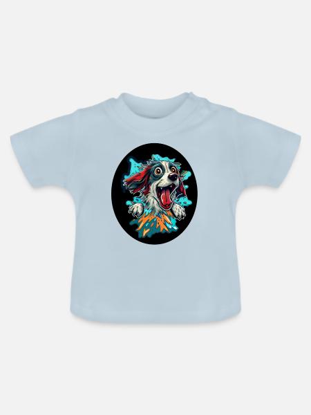 Glücklicher Hund #dog - Baby Bio-T-Shirt mit Rundhals - Hellblau