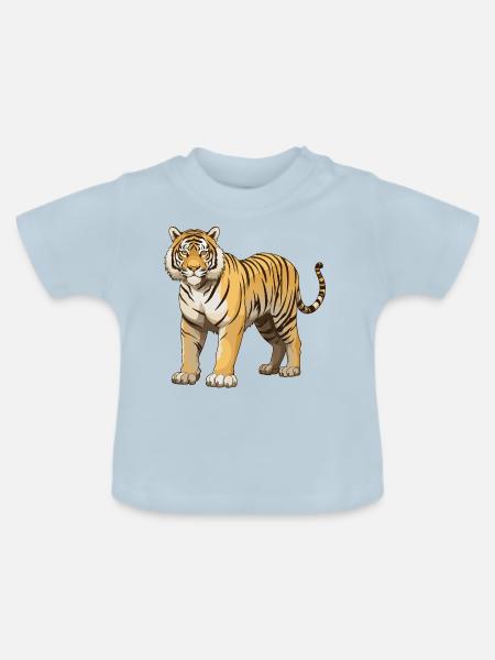 Tiger Tier - Baby Bio-T-Shirt mit Rundhals - Hellblau