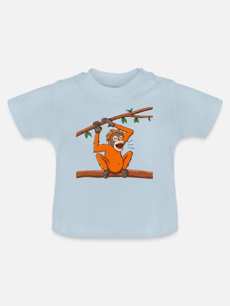 Rimba rufend - Baby Bio-T-Shirt mit Rundhals - Hellblau