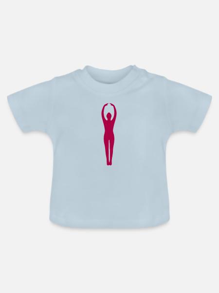 Yoga Silhouetten pink - Baby Bio-T-Shirt mit Rundhals - Hellblau