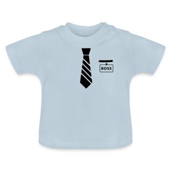 Patron avec cravate - T-shirt bio col rond Bébé - bleu clair - Devant