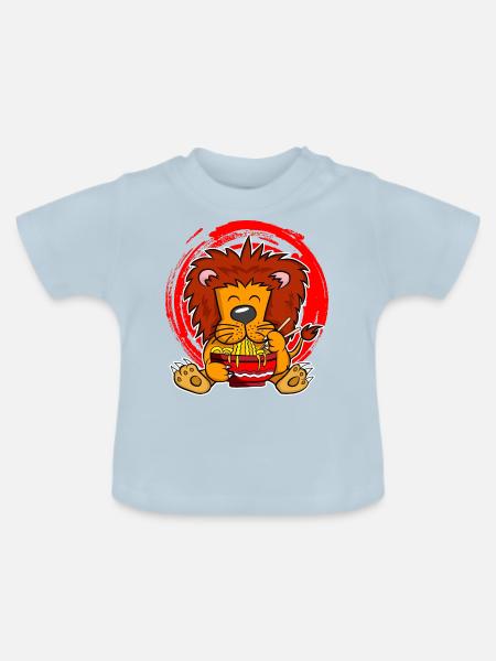 Ramen Life Motive Lions Motiv Shirt Ramen Noodle - Baby Organic T-Shirt with Round Neck - light blue