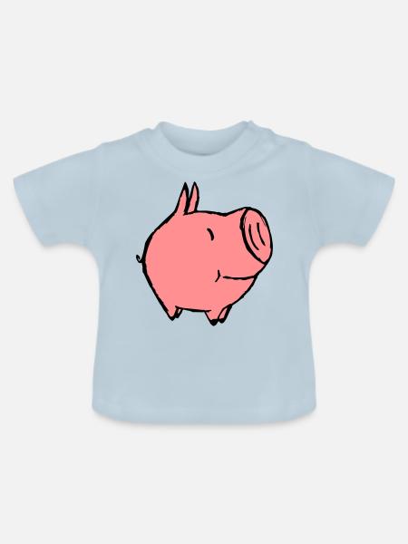 kleines Schweinchen - Baby Bio-T-Shirt mit Rundhals - Hellblau