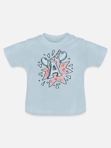 Buchstabe A Partei - Baby Bio-T-Shirt mit Rundhals - Hellblau