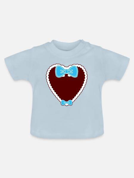 Lebkuchenherz Schleife - Baby Bio-T-Shirt mit Rundhals - Hellblau