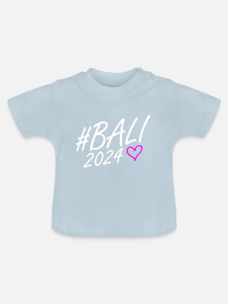 Bali 2024 Herz Reise - Baby Bio-T-Shirt mit Rundhals - Hellblau