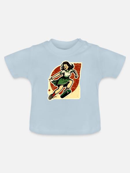 Skater-Mädchen - Baby Bio-T-Shirt mit Rundhals - Hellblau