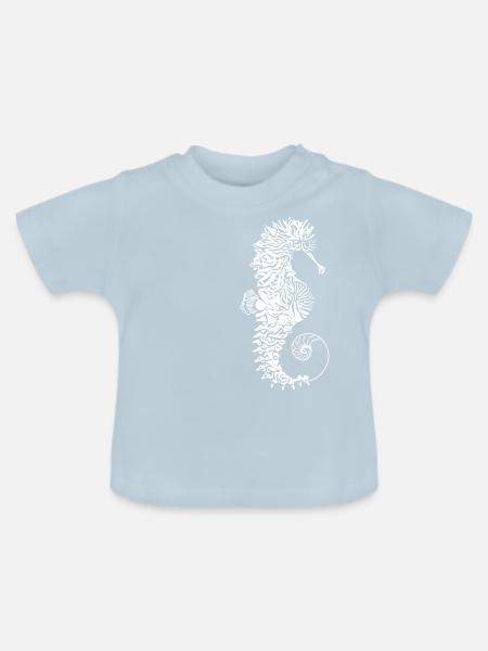 Seepferd - Baby Bio-T-Shirt mit Rundhals - Hellblau