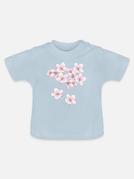 Kirschblüten - Baby Bio-T-Shirt mit Rundhals - Hellblau