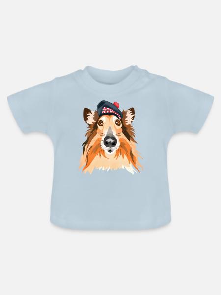 Schottischer Collie - Baby Bio-T-Shirt mit Rundhals - Hellblau