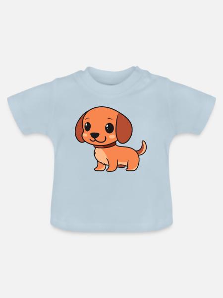 Ein Dackel am Morgen - Baby Bio-T-Shirt mit Rundhals - Hellblau