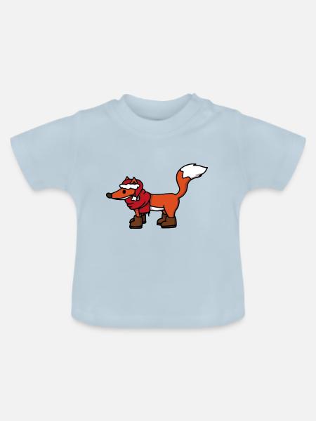 Weihnachtsfuchs Fuchs Weihnachten Winterfuchs - Baby Bio-T-Shirt mit Rundhals - Hellblau