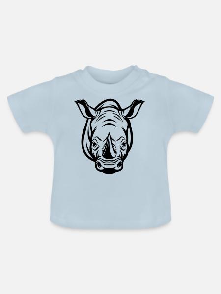 Nashorn Kopf - Baby Bio-T-Shirt mit Rundhals - Hellblau