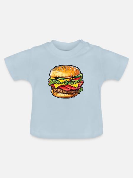 Cheeseburger Euphorie - Baby Bio-T-Shirt mit Rundhals - Hellblau