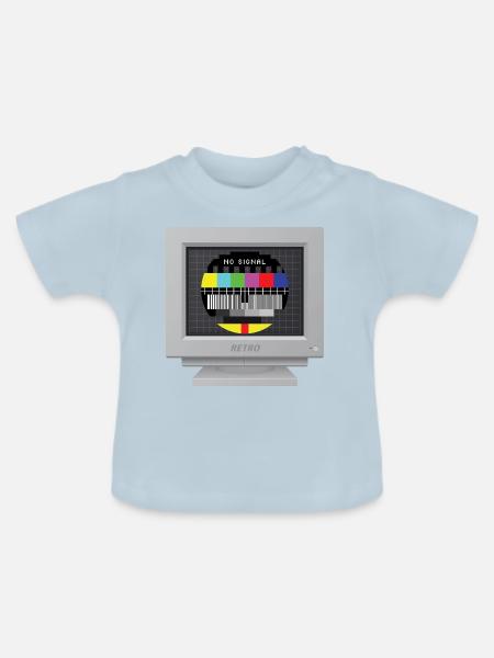 CRT-Design - Kein Signal (Mire) - Baby Bio-T-Shirt mit Rundhals - Hellblau